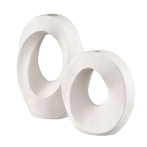 Atlas Allora Sculptural Vase Set of 2 - Modern Minimalist Earthenware for Stylish Home Décor & Arrangements AC11025-01S