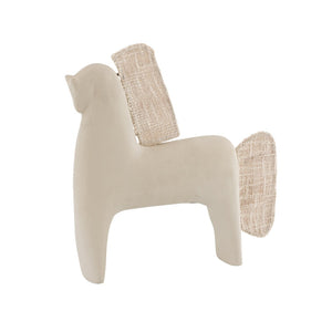 Atlas Amigo Horse Sculpture - Modern Minimalist Design in Matte Beige with Woven Cloth Mane & Tail AC11032-01