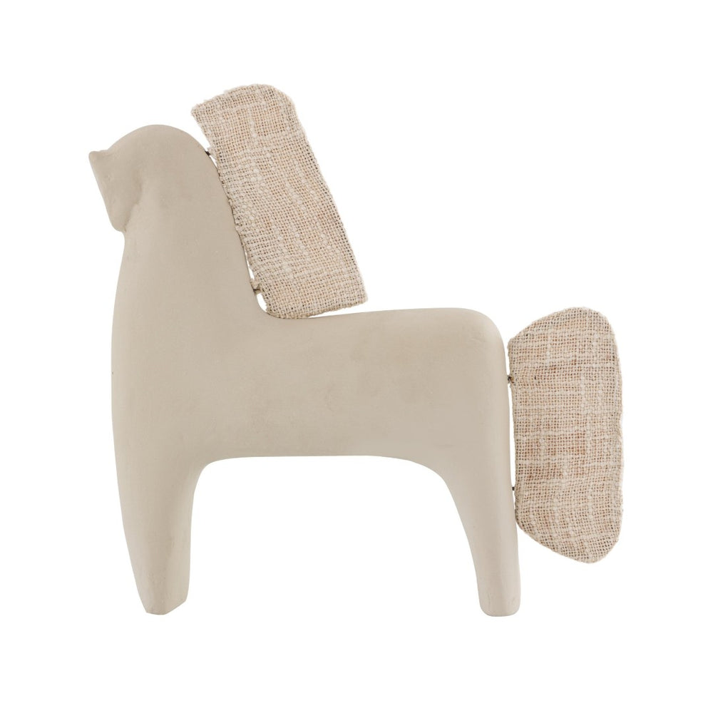 Atlas Amigo Horse Sculpture - Modern Minimalist Design in Matte Beige with Woven Cloth Mane & Tail AC11032-01