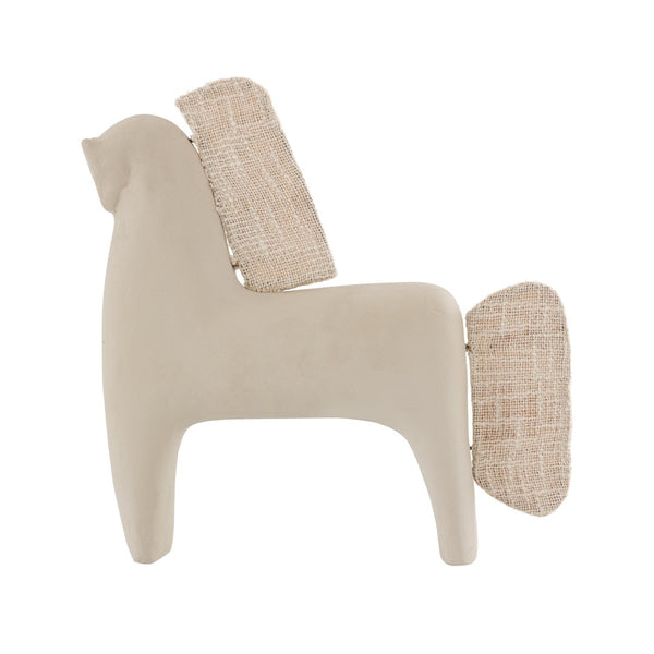 Atlas Amigo Horse Sculpture - Modern Minimalist Design in Matte Beige with Woven Cloth Mane & Tail AC11032-01