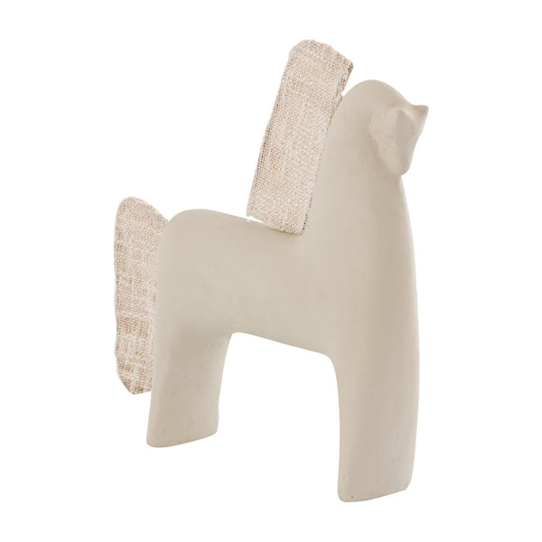 Atlas Amigo Horse Sculpture - Modern Minimalist Design in Matte Beige with Woven Cloth Mane & Tail AC11032-01