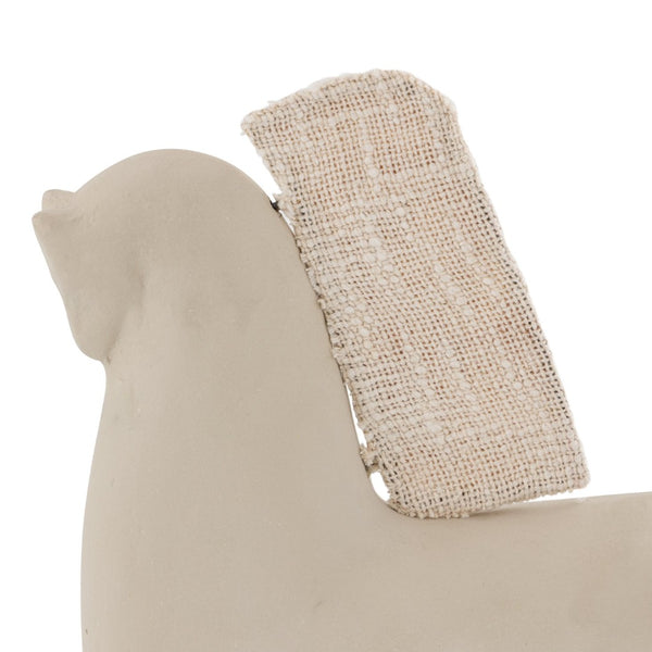 Atlas Amigo Horse Sculpture - Modern Minimalist Design in Matte Beige with Woven Cloth Mane & Tail AC11032-01