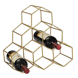 Atlas Angular Modern Honeycomb Wine Rack - Elegant Gold Metal Display for Stylish Home Bars & Counters AC11038-01