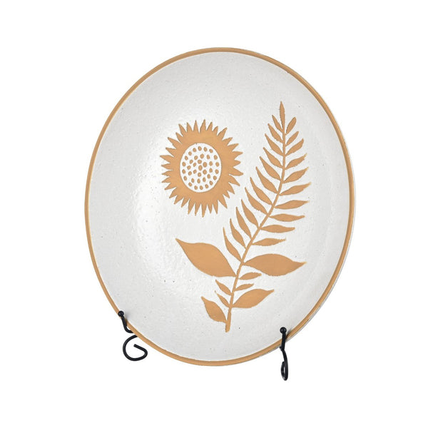 Atlas Annie Charger - Stunning Sunflower Earthenware Plate with Matte Finish & Stand for Home Décor Centerpiece AC11039-01