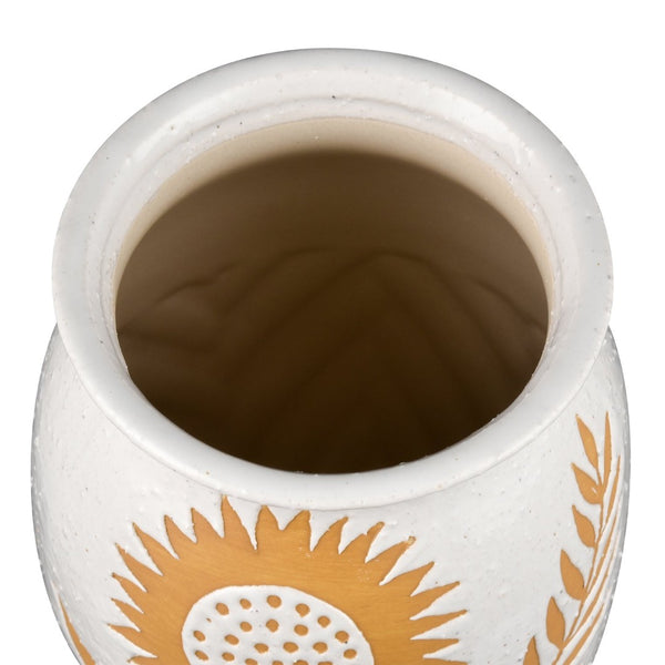 Atlas Annie Vase - Handcrafted Earthenware with Sunflower Motif for Rustic and Modern Décor Appeal Medium AC11040-01