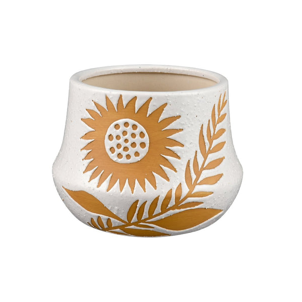 Atlas Annie Vase - Handcrafted Earthenware with Sunflower Motif for Rustic and Modern Décor Appeal Small AC11041-01