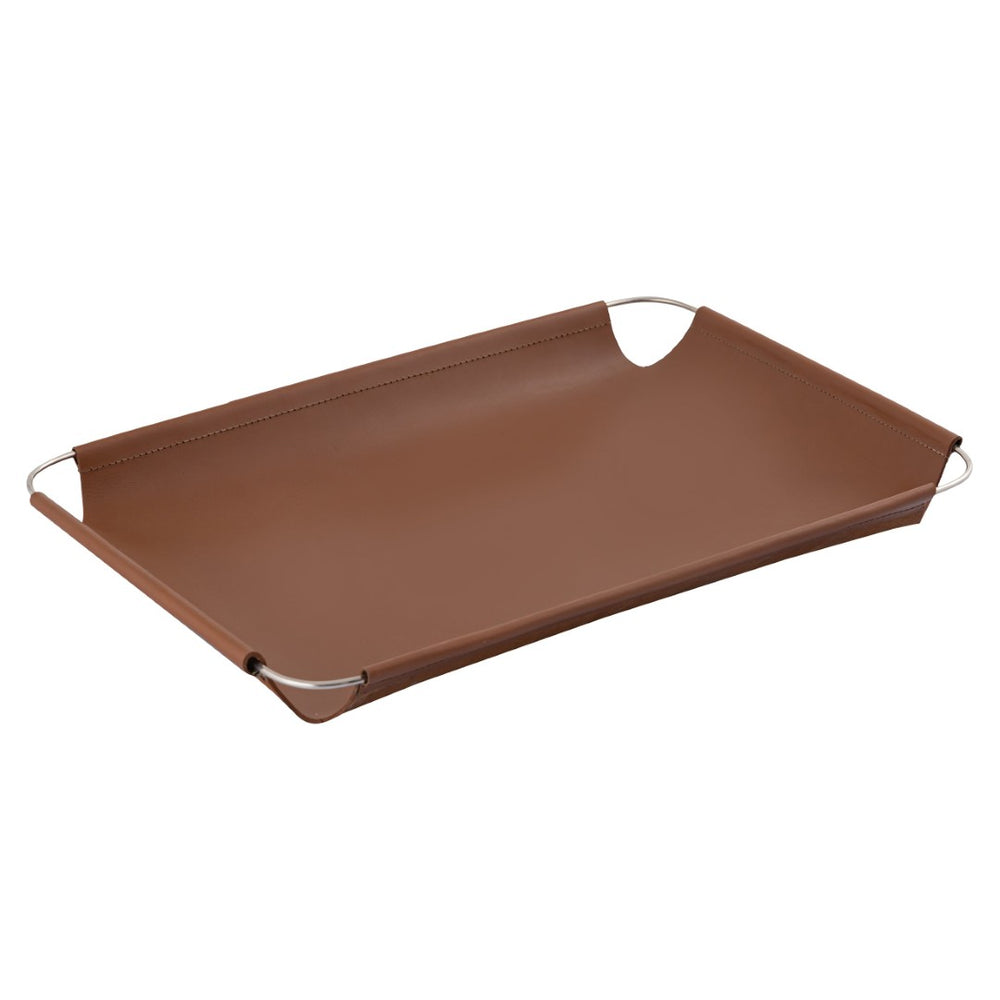 Atlas Anyon Tray - Stylish Natural Leather with Nickel Frame for Elegant Organization & Display Solutions AC11042-01