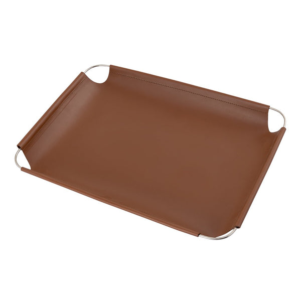 Atlas Anyon Tray - Stylish Natural Leather with Nickel Frame for Elegant Organization & Display Solutions AC11042-01