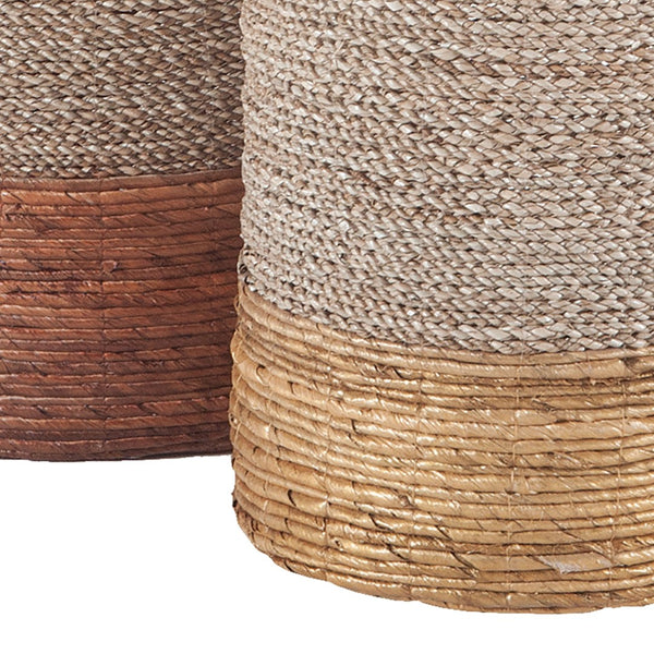 Atlas Archipelago Nested Baskets Set of 3 - Handcrafted Seagrass with Metallic Accents for Stylish Storage AC11048-01S