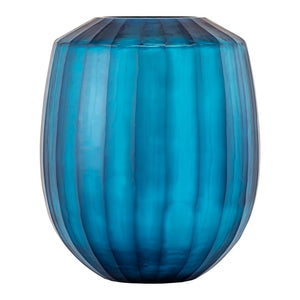 Atlas Aria Vase - Large Frosted Blue Glass Decor with Elegant Ridge Pattern for Modern Interiors AC11051-01
