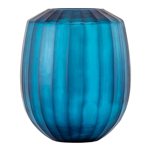 Atlas Aria Vase - Large Frosted Blue Glass Decor with Elegant Ridge Pattern for Modern Interiors AC11051-01