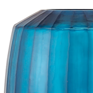 Atlas Aria Vase - Large Frosted Blue Glass Decor with Elegant Ridge Pattern for Modern Interiors AC11051-01
