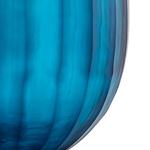 Atlas Aria Vase - Large Frosted Blue Glass Decor with Elegant Ridge Pattern for Modern Interiors AC11051-01