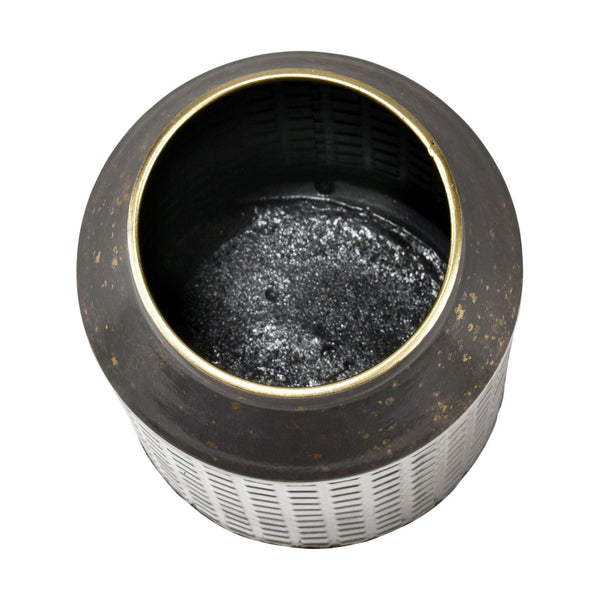 Atlas Armil Vase - Sculptural Modern Décor with Matte Black Finish and Gold Flecks for Stylish Interiors Small AC11052-01