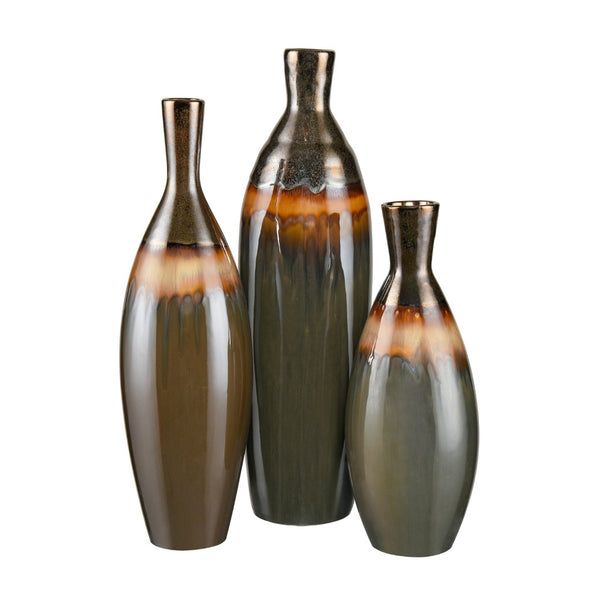 Atlas Arne Vase - Sculptural Earthenware with Unique Ombre Glaze for Elegant Home Décor Accents AC11054-01