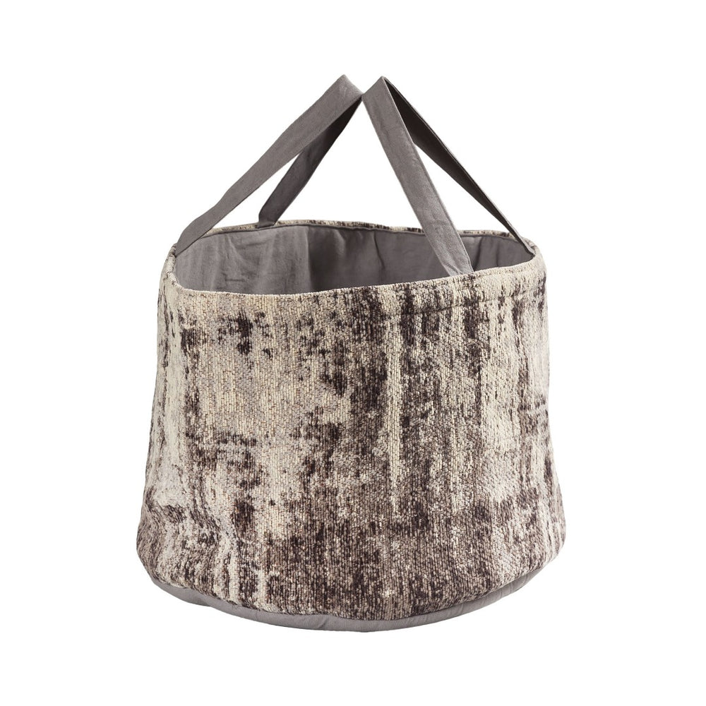 Atlas Asher Basket - Plush Greige Velvet Storage Solution for Modern Decor & Easy Organization Needs AC11059-01