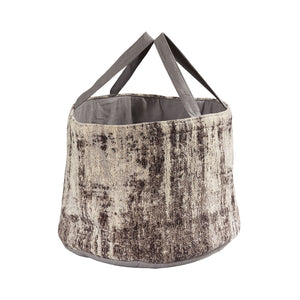 Atlas Asher Basket - Plush Greige Velvet Storage Solution for Modern Decor & Easy Organization Needs AC11059-01