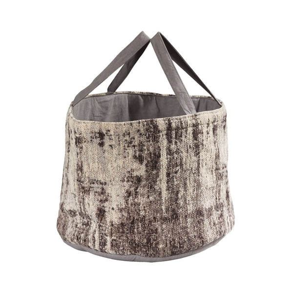 Atlas Asher Basket - Plush Greige Velvet Storage Solution for Modern Decor & Easy Organization Needs AC11059-01