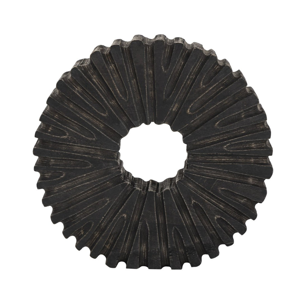 Atlas Curtis Decorative Object - Hand-Carved Mango Wood with Sunburst Design for Modern Home Décor AC11061-01