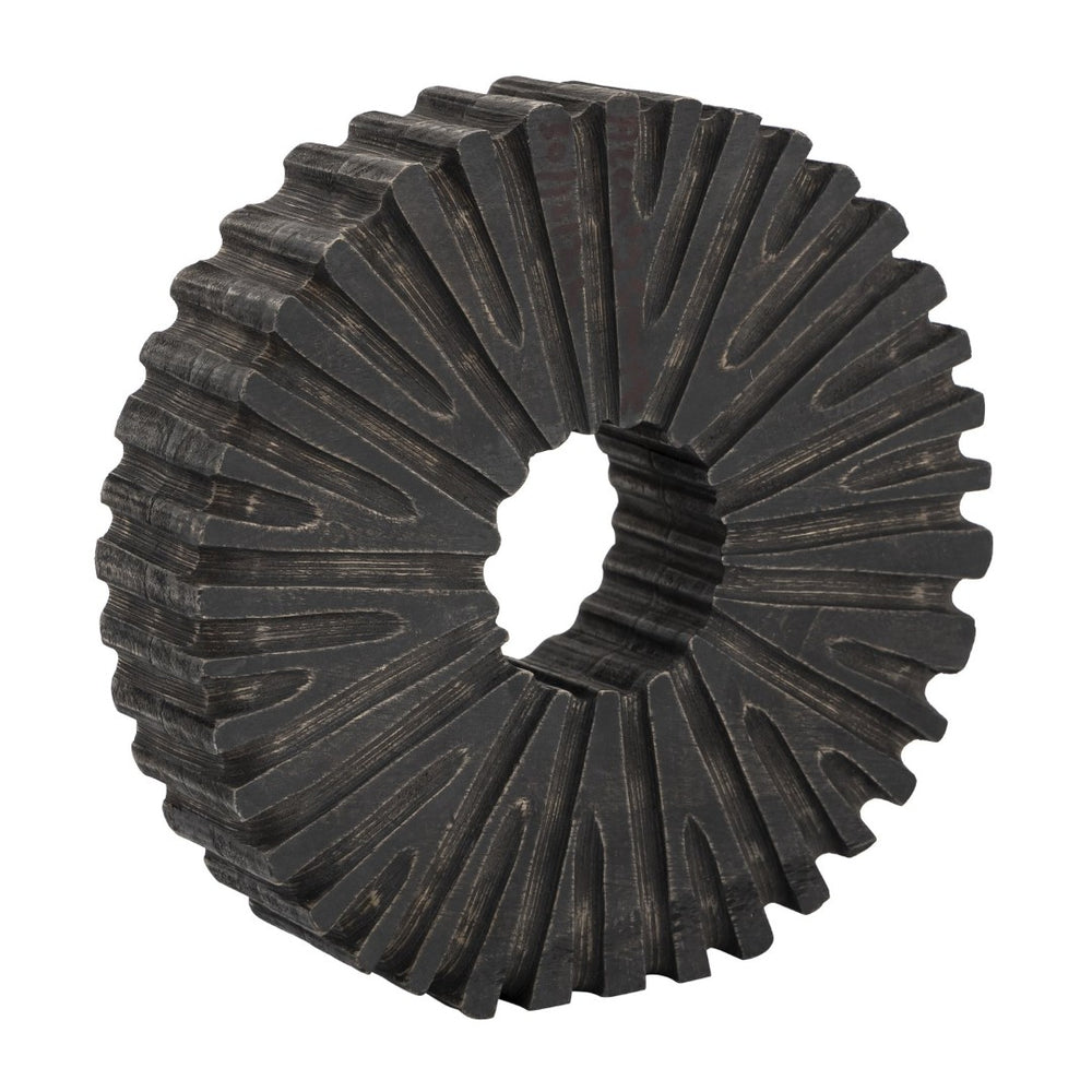Atlas Curtis Decorative Object - Hand-Carved Mango Wood with Sunburst Design for Modern Home Décor AC11061-01