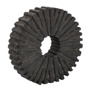 Atlas Curtis Decorative Object - Hand-Carved Mango Wood with Sunburst Design for Modern Home Décor AC11061-01