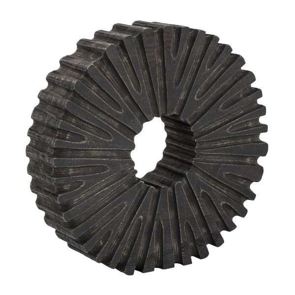 Atlas Curtis Decorative Object - Hand-Carved Mango Wood with Sunburst Design for Modern Home Décor AC11061-01