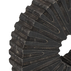 Atlas Curtis Decorative Object - Hand-Carved Mango Wood with Sunburst Design for Modern Home Décor AC11061-01