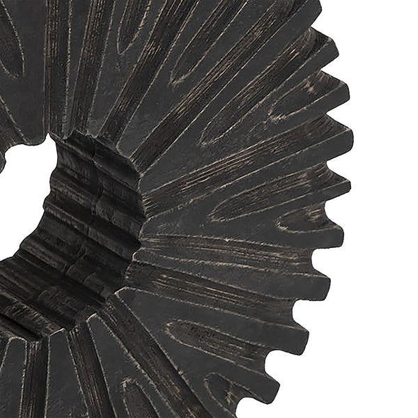 Atlas Curtis Decorative Object - Hand-Carved Mango Wood with Sunburst Design for Modern Home Décor AC11061-01