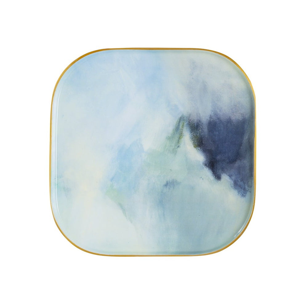 Atlas Aura Tray Set of 3 - Stylish Light Blue Metal Trays for Serving, Organizing, and Home Décor AC11064-01S