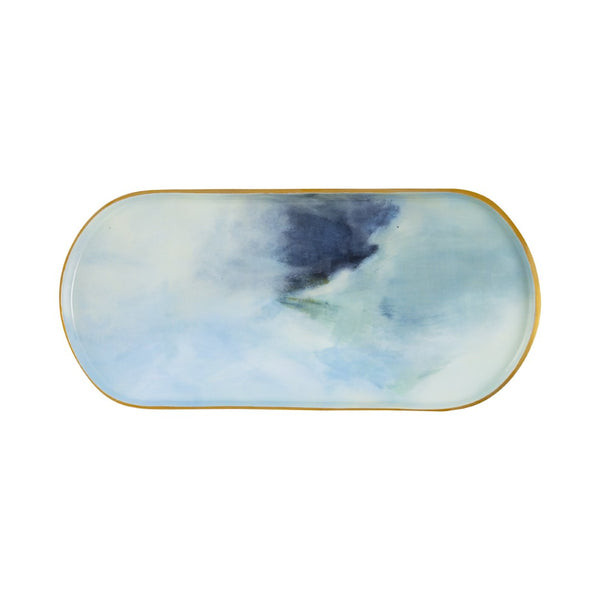 Atlas Aura Tray Set of 3 - Stylish Light Blue Metal Trays for Serving, Organizing, and Home Décor AC11064-01S