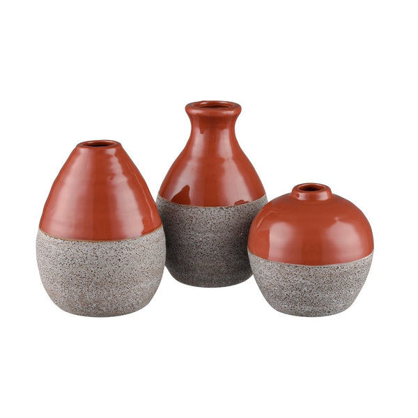Atlas Baer Decorative Bud Vase Set of 3 - Contemporary Earthy Accents for Stylish Floral Arrangements AC11065-01S