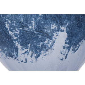 Atlas Bahama Vase - Coastal Elegance with Hand-Painted Dark Blue Ombré and Nickel Finish for Home Decor Small AC11066-01