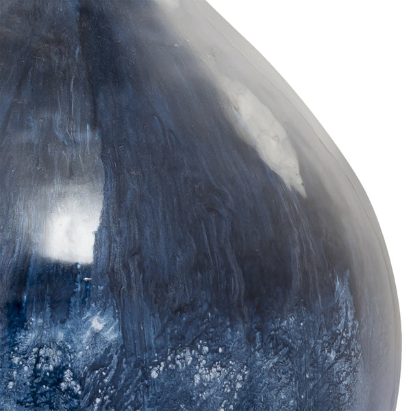 Atlas Bahama Vase - Coastal Elegance with Hand-Painted Dark Blue Ombré and Nickel Finish for Home Decor Small AC11066-01
