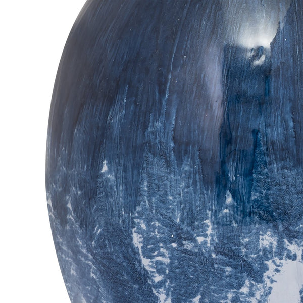 Atlas Bahama Vase - Coastal Elegance with Hand-Painted Dark Blue Ombré and Nickel Finish for Home Decor Medium AC11066-02