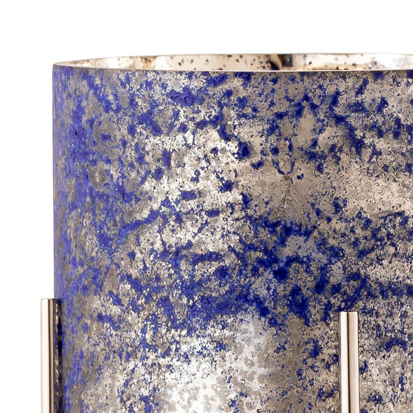 Atlas Bailey Vase - Large Blue Glass Hurricane with Gold Accents for Elegant Floral Displays & Décor AC11067-02