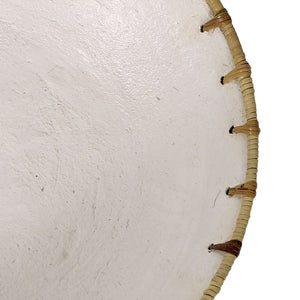 Atlas Barcelona Bowl - Handcrafted White Earthenware Decorative Centerpiece with Natural Fiber Rim AC11069-01