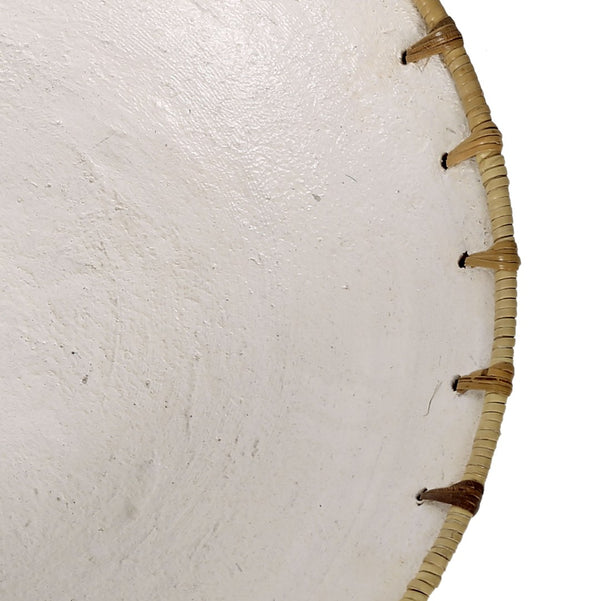 Atlas Barcelona Bowl - Handcrafted White Earthenware Decorative Centerpiece with Natural Fiber Rim AC11069-01
