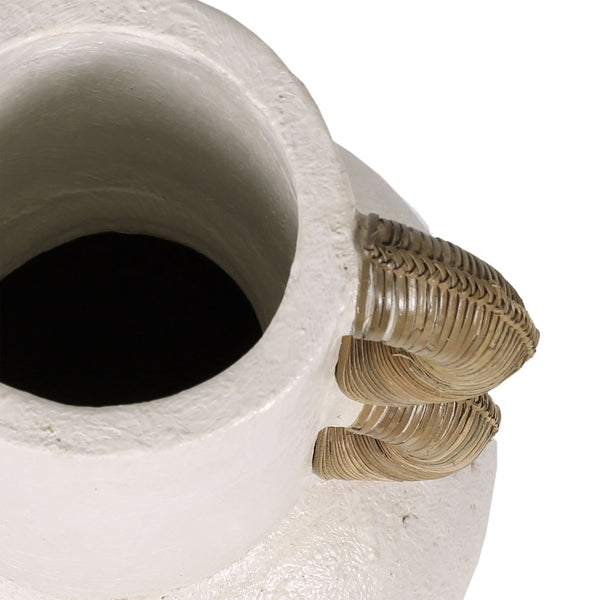 Atlas Barcelona Large Vase - Sculptural Earthenware with Gourd Shape, Natural Fiber Handles, Home Accent AC11070-01