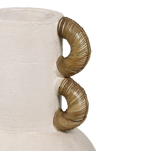 Atlas Barcelona Large Vase - Sculptural Earthenware with Gourd Shape, Natural Fiber Handles, Home Accent AC11070-01