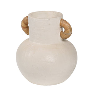 Atlas Barcelona Small Vase - Rustic Earthenware Decor with Jute Handles for Fresh or Dried Floral Arrangements AC11071-01