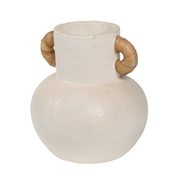 Atlas Barcelona Small Vase - Rustic Earthenware Decor with Jute Handles for Fresh or Dried Floral Arrangements AC11071-01