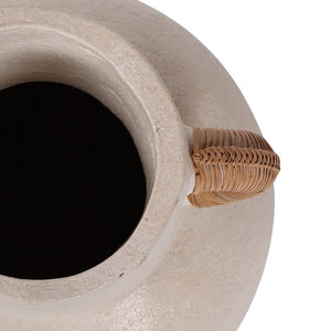 Atlas Barcelona Small Vase - Rustic Earthenware Decor with Jute Handles for Fresh or Dried Floral Arrangements AC11071-01
