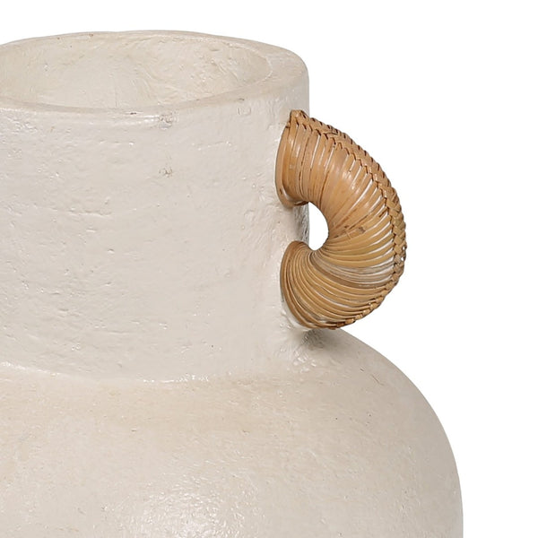 Atlas Barcelona Small Vase - Rustic Earthenware Decor with Jute Handles for Fresh or Dried Floral Arrangements AC11071-01