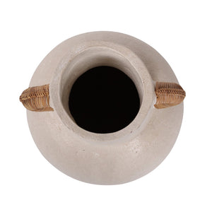 Atlas Barcelona Small Vase - Rustic Earthenware Decor with Jute Handles for Fresh or Dried Floral Arrangements AC11071-01
