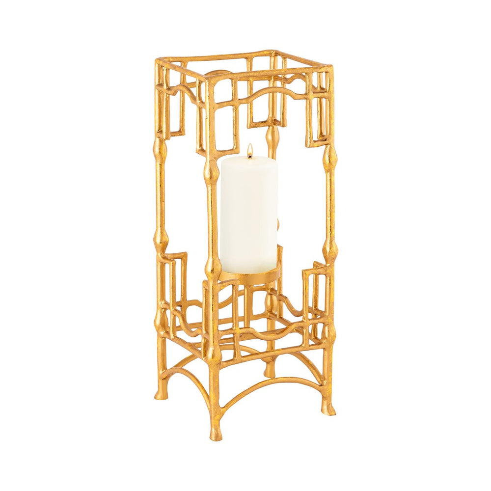 Atlas Barnaby Candleholder - Elegant Gold Metal Design for Pillar Candles, Perfect for Stylish Decor AC11073-01