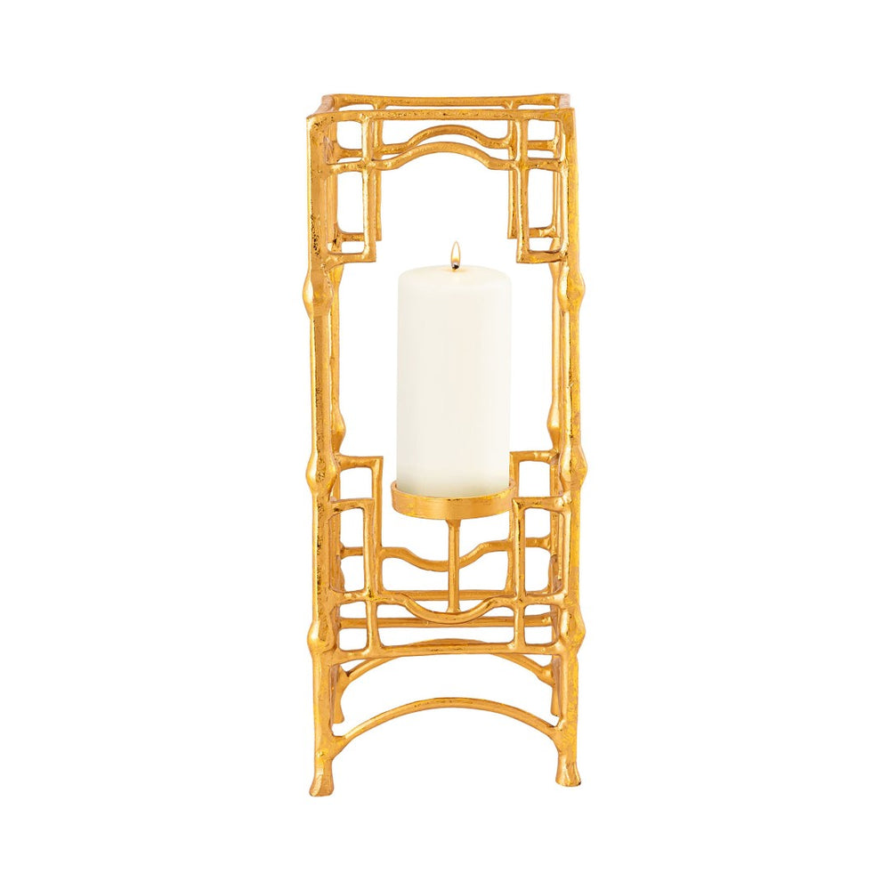 Atlas Barnaby Candleholder - Elegant Gold Metal Design for Pillar Candles, Perfect for Stylish Decor AC11073-01