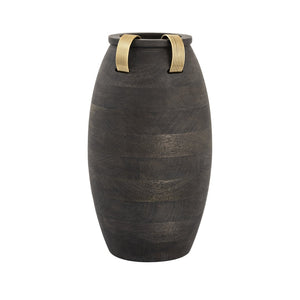 Atlas Barone Vase - Elevate Your Décor with Sculptural Ebonized Wood and Brass-Finish Metal Elegance Large AC11074-01