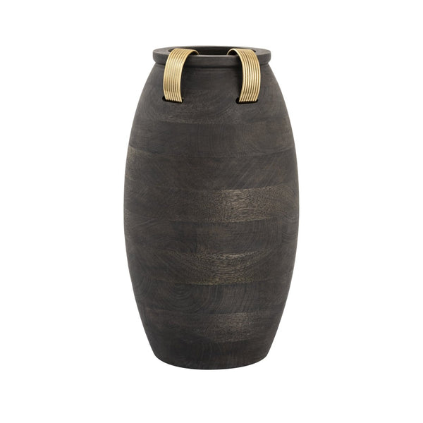 Atlas Barone Vase - Elevate Your Décor with Sculptural Ebonized Wood and Brass-Finish Metal Elegance Large AC11074-01