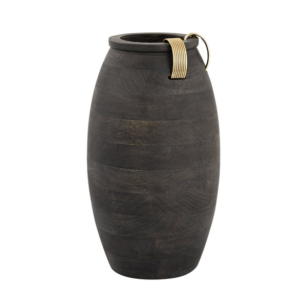 Atlas Barone Vase - Elevate Your Décor with Sculptural Ebonized Wood and Brass-Finish Metal Elegance Large AC11074-01