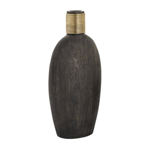 Atlas Barone Vase - Elevate Your Décor with Sculptural Ebonized Wood and Brass-Finish Metal Elegance Medium AC11075-01